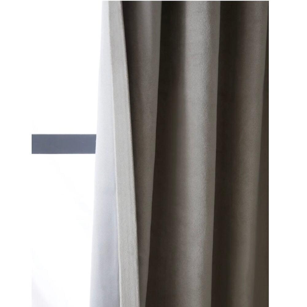NEW! Quince Luxury Cotton Velvet Darkening Curtain 48X96 Light Grey New #37